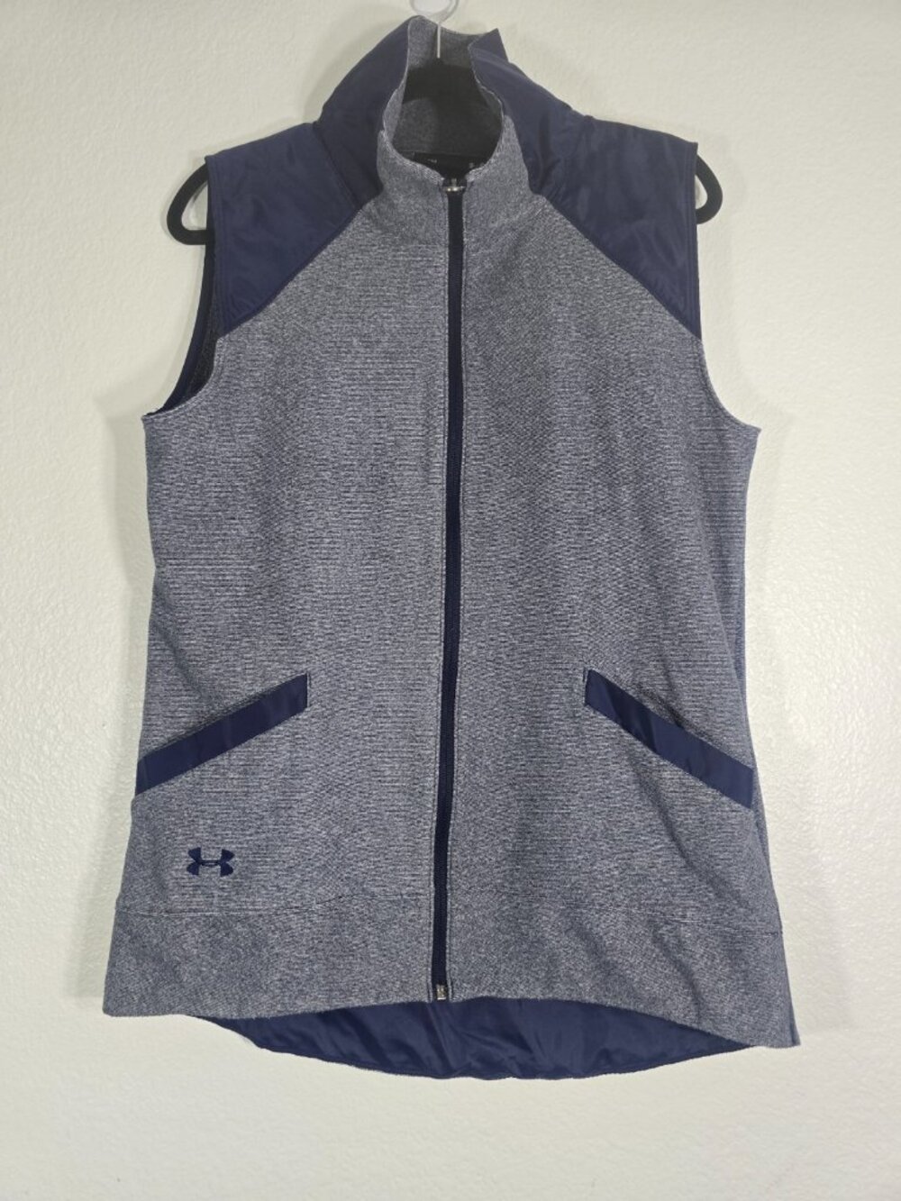 Under Armour Full Zip-Up Vest Men Medium Blue Pockets Athletic Athleisure Casual